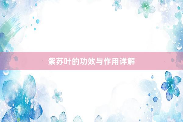紫苏叶的功效与作用详解